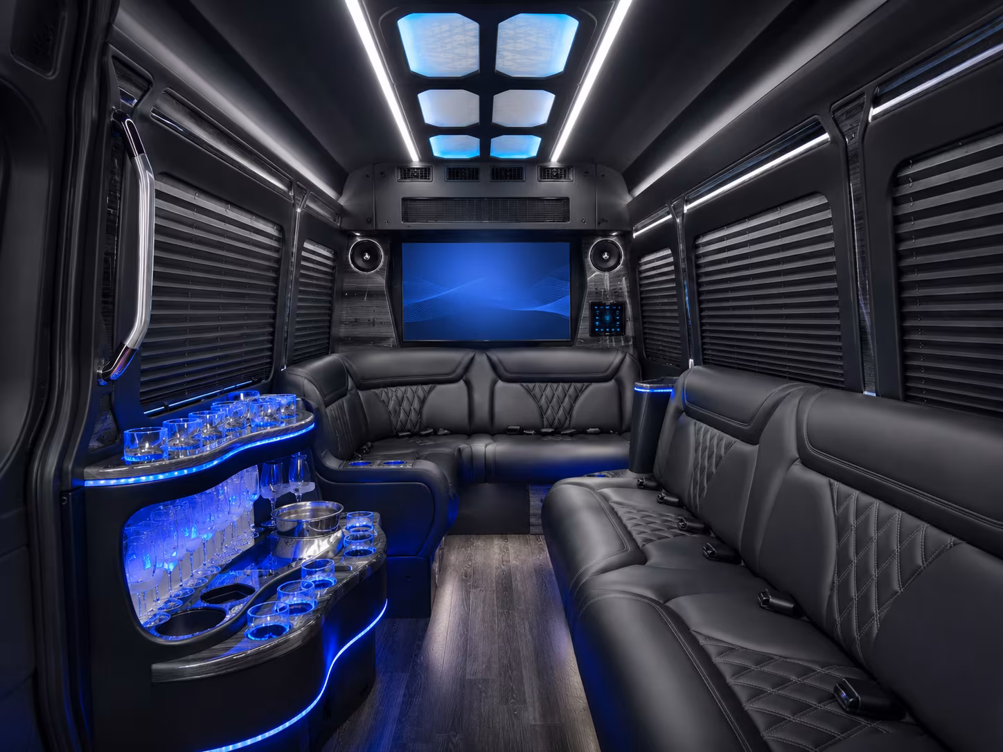 chico 30 passenger party bus inside